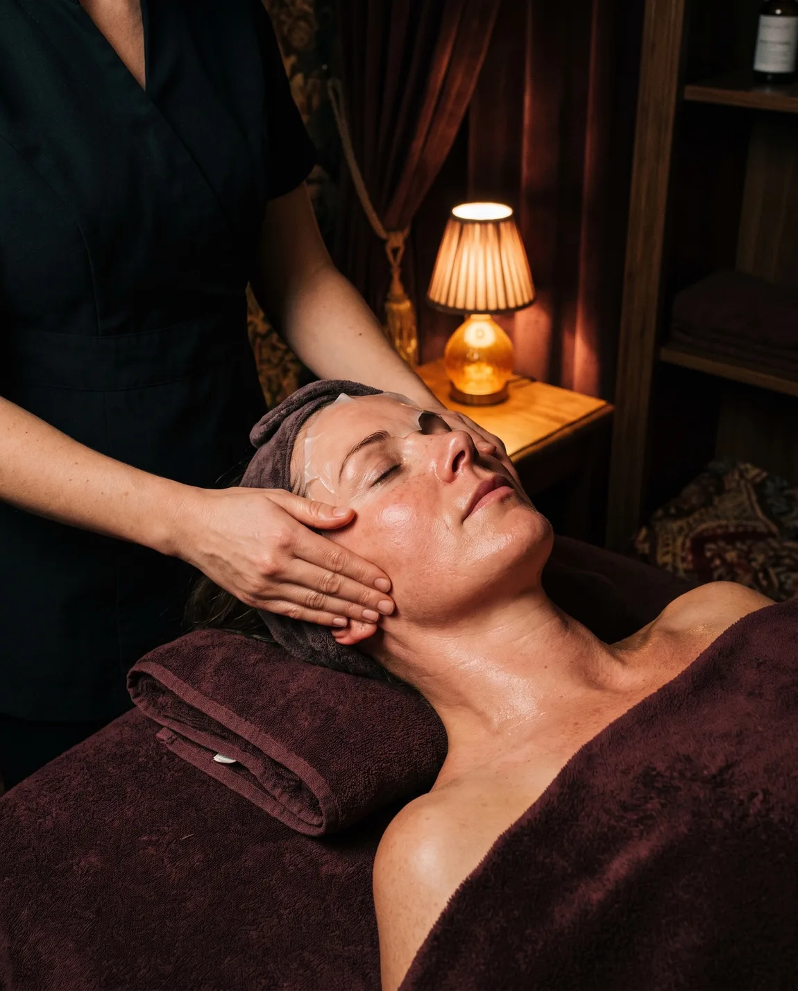Specialist performing an Anti-Age Lifting Facial with a gentle face massage